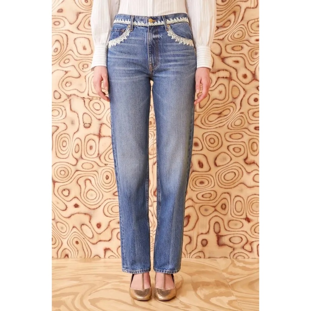 Ulla Johnson The French Knot Daphne Denim in Danube Medium Wash Indigo